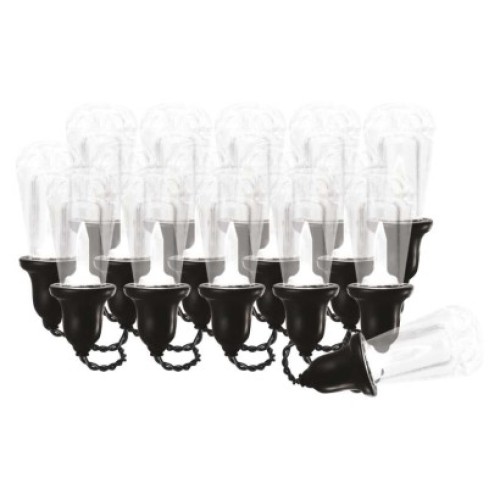 LED svetelná reťaz – 16x párty žiarovky číre, 7,6 m, vonkajšia aj vnútorná, teplá biela