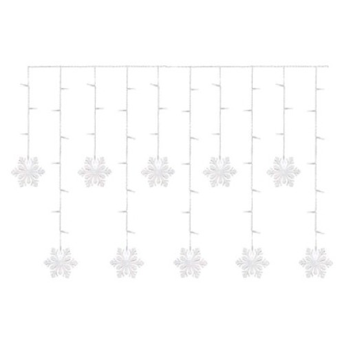 LED vianočný záves – vločky, 135x50 cm, vnútorná, studená biela
