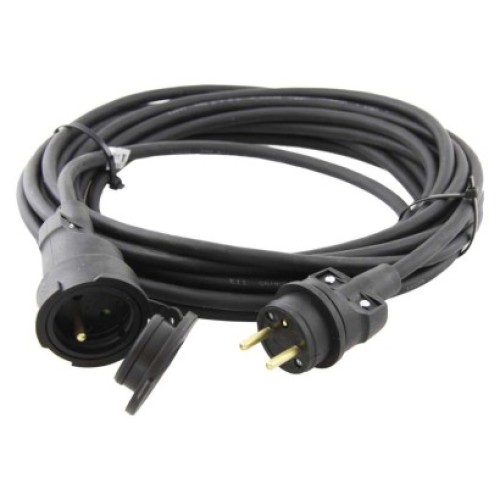 Vonkajší predlžovací kábel 30 m / 1 zásuvka / čierny / guma / 230 V / 1,5 mm2