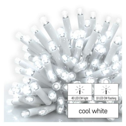 Profi LED spojovacia reťaz preblikujúca biela – cencúle, 3 m, vonk., studená biela