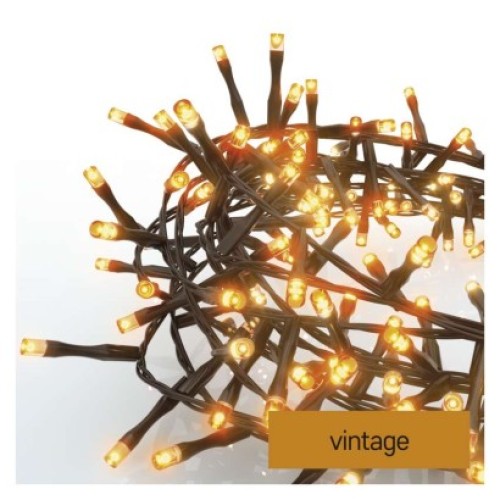 LED vianočná reťaz – cluster, 6 m, vonkajšia aj vnútorná, vintage, časovač