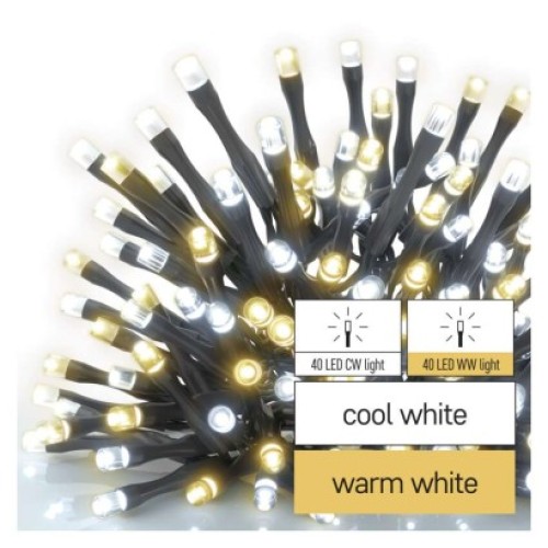 LED vianočná reťaz, 8 m, vonkajšia aj vnútorná, teplá/studená biela, časovač