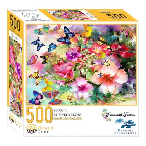 Puzzle Brain Tree Květiny a motýli 500 dílků