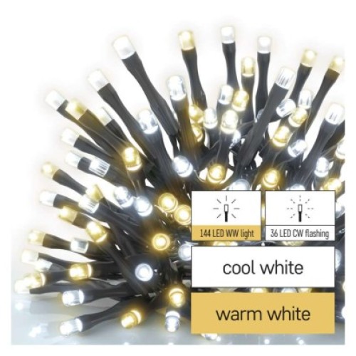 LED vianočná reťaz blikajúca, 18 m, vonkajšia aj vnútorná, teplá/studená biela, časovač
