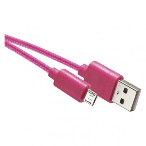 Nabíjací a dátový kábel USB-A 2.0 / micro USB-B 2.0, 1 m, ružový