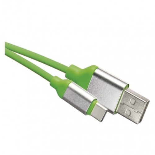 Nabíjací a dátový kábel USB-A 2.0 / USB-C 2.0, 1 m, zelený