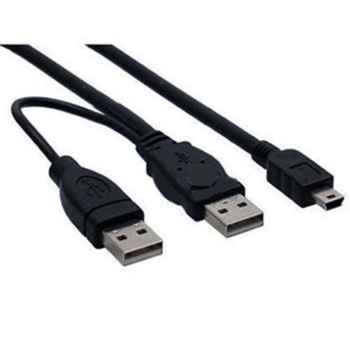Kábel PremiumCord USB napájecí 2x USB A(M)-miniB(M), 5pin, 0,5m+0,4m