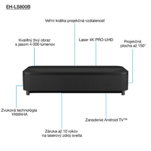 projektor EPSON EH-LS800B, 3LCD Laser, 4000ANSI, 2,5mil:1, 4K PRO-UHD, 3xHDMI, Android TV - UST