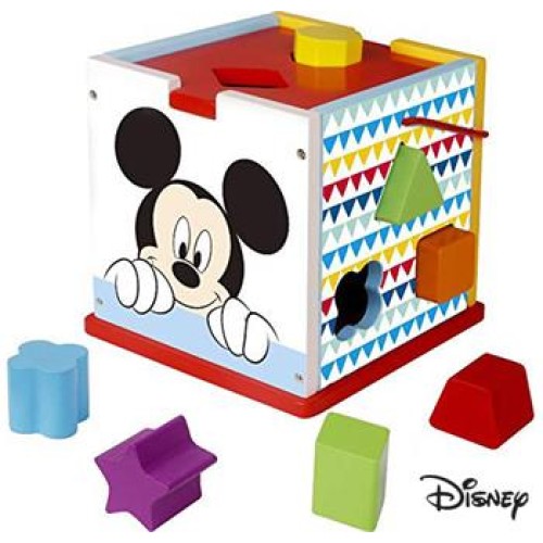 Hračka Disney baby Mickey drevená kocka s vkladacími tvarmi