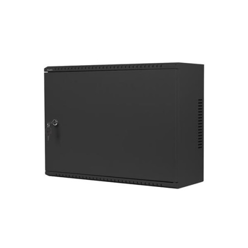 LANBERG Nástěnná jednodílná skříň 19", 4U+3U/540x200, (dodávané složené), nízkoprofilová, plné dveře, černá (RAL9004)