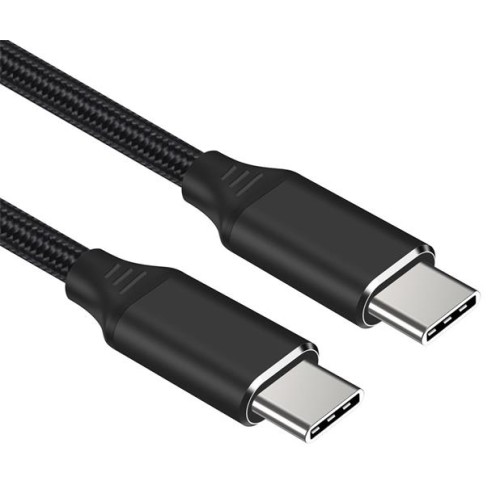 Kábel USB-C M/M 2m , 240W 480Mbps čierny bavlnený oplet, 2m