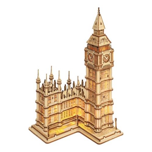 Hračka Robotime drevené 3D puzzle hodinová veža Big Ben svietiaca