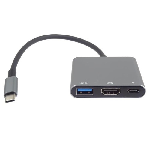 Adaptér USB-C na HDMI + USB3.0 + PD rozlíšenie 4K a FULL HD 1080p