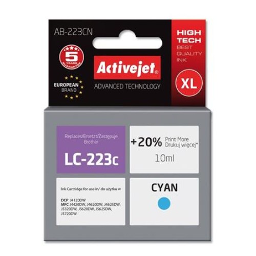 ActiveJet inkoust Brother LC-223C, 10 ml, new AB-223CN
