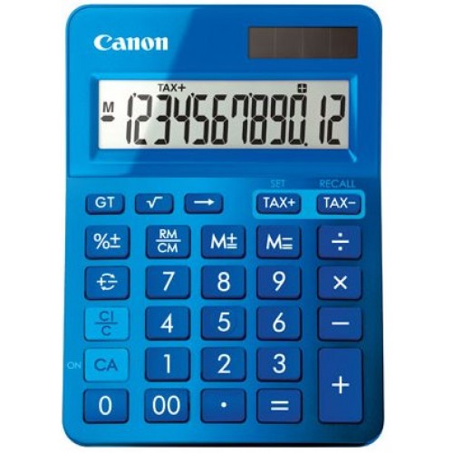 stolová kalkulačka CANON LS-123K modrá, 12 miest, solárne napájanie + batérie
