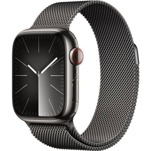 Hodinky Apple Watch Series 9 GPS + Cellular, 45mm Graphite Stainless Steel Case with Graphite Milanese Loop
