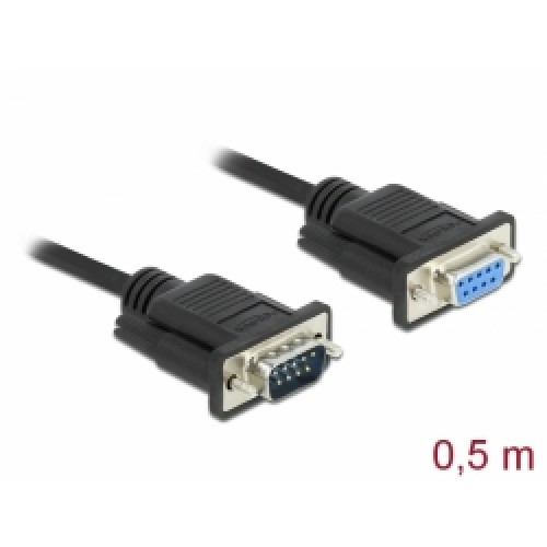 Delock Sériový kabel rozhraní RS-232 Sub-D9, ze zástrčkového na zásuvkový, délky 0,5 m
