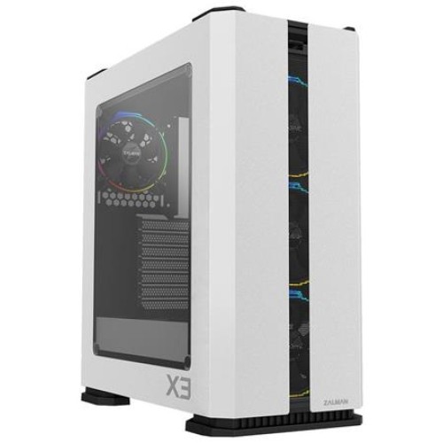 Zalman case X3 bílá , Skříň, Middle tower, bez zdroje, ATX, 2x USB 3.0, 2x USB 2.0, průhledná bočnice, ARGB ventilátory