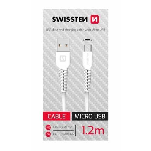 SWISSTEN DATOVÝ KABEL USB/MICRO USB BÍLÝ 1,2M (SAMOPRODAVAČ)