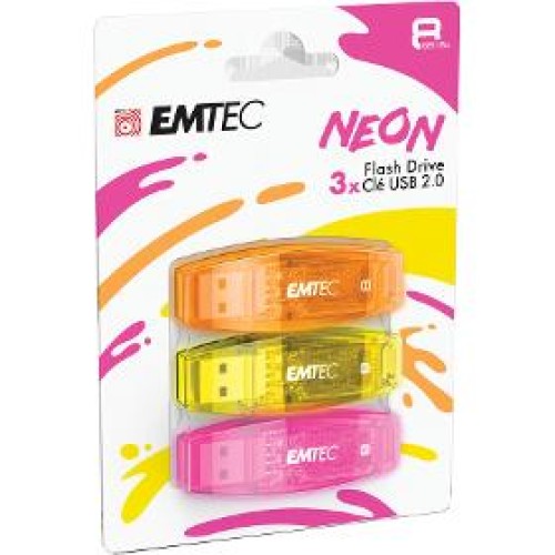 C410 USB 2.0 8GB NEON 3pack     EMTEC