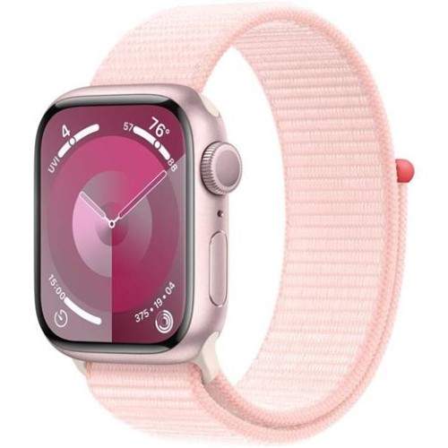 Hodinky Apple Watch Series 9 GPS, 41mm Pink Aluminium Case with Light Pink Sport Loop