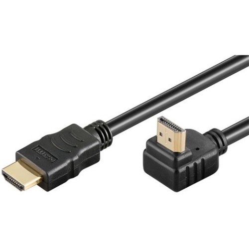 Kábel HDMI High Speed+Ethernet pozlátený zahnutý konektor 90° 10m