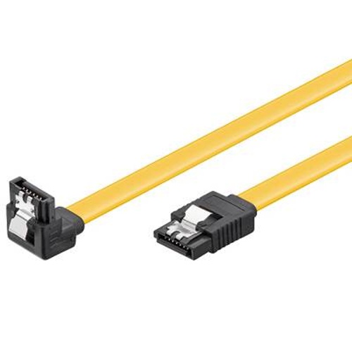 Kábel k HDD PremiumCord 0,5m SATA 3.0 datový kabel 1.5GBs / 3GBs / 6GBs, kov.západka, 90°