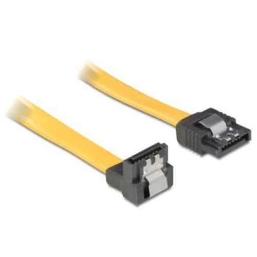 Delock Kabel HDD SATA 50 cm přímý/dolů, žlutý, kovová západka