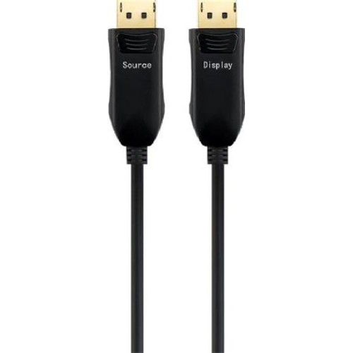 PremiumCord Optický DisplayPort 1.3/1.4 přípojný kabel M/M, zlacené konekt. 15m