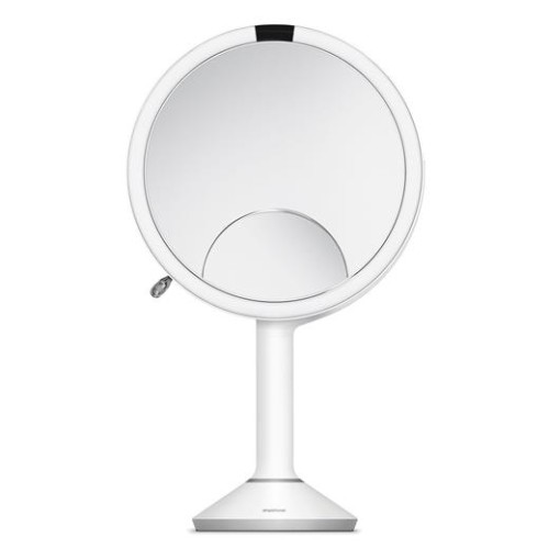 Kozmetické zrkadielko Simplehuman Sensor Trio, LED osvetlenie, 1x/5x/10, dobíjacie, biela nerez