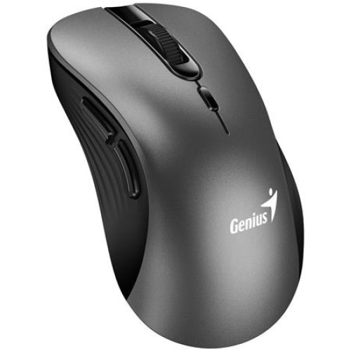 Genius Ergo 8100S Myš, bezdrátová, ergonomická, optická, 1600DPI, 6 tlačítek, USB, kovově šedá