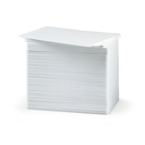 ZEBRA WHITE PVC CARDS, 10 MIL PVC ADHESIVE BACK WITH 14 MIL MYLAR RELEASE LINER, 24 MIL TOTAL THICKNESS (500 CARDS)