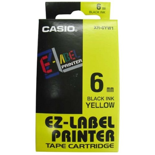 páska CASIO XR-6YW1 Black On Yellow Tape EZ Label Printer (6mm)