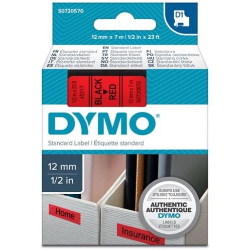 páska DYMO 45017 D1 Black On Red Tape (12mm)