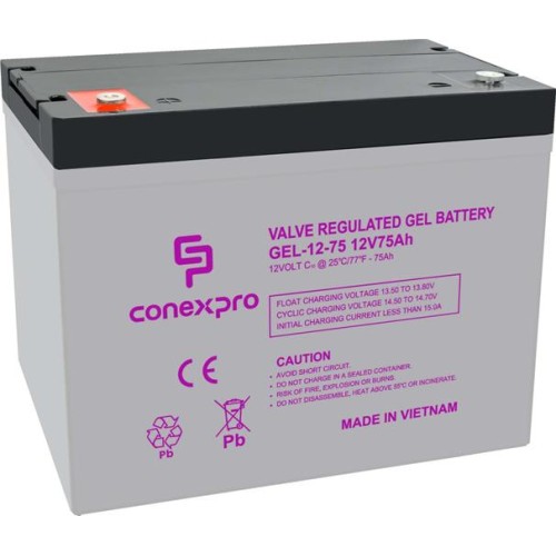 Batéria Conexpro GEL-12-75 GEL, 12V/75Ah, T14-M6, Deep Cycle