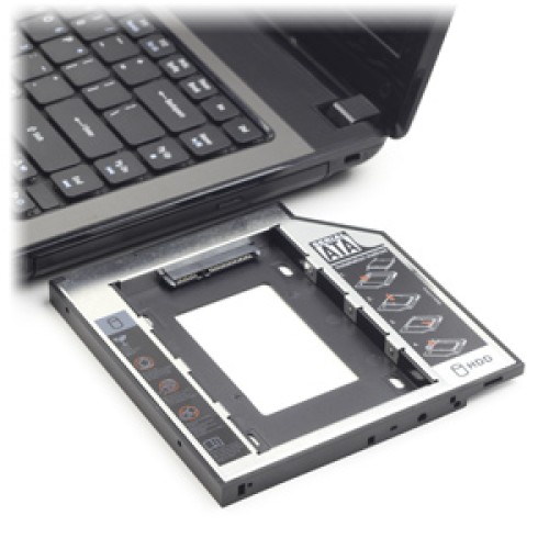 montážny rámik pre 2,5'' SATA HDD do 5,25'' šachty (napr. do notebooku namiesto DVD mechaniky), GEMBIRD