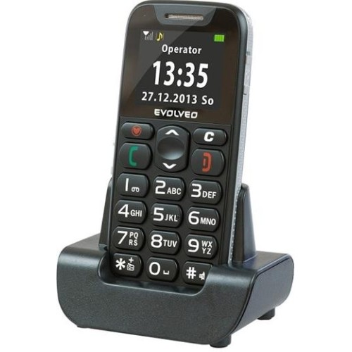 Mobilný telefón Evolveo EasyPhone EP-500 pro seniory s nabíjecím stojánkem, černý