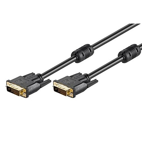 Kábel DVI-D(M) - DVI-D(M), dual link, s ferity, 10m, zlacené konektory