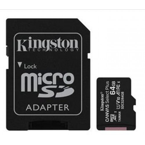 Pamäťová karta Kingston Canvas Select Plus microSDXC 64GB Class 10 UHS-I 100/10 MB/s (+ adaptér)