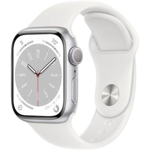 Hodinky Apple Watch Series 8 GPS + Cellular, 45mm Silver Aluminium Case with White Sport Band - Regular