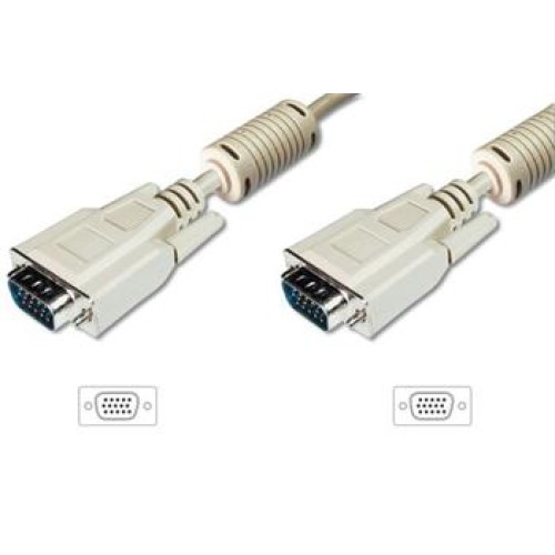 Digitus Připojovací kabel monitoru VGA, HD15 M/M, 20 m, 3Coax/7C, 2xferit, be