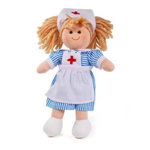 Bábika Bigjigs Toys látková zdravotná sestrička Nancy 28 cm