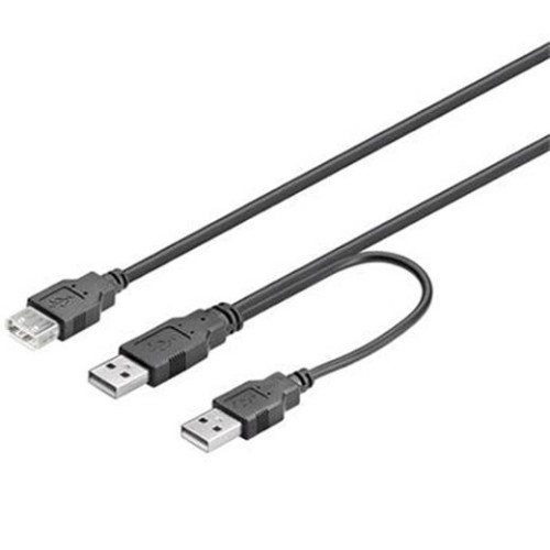 Kábel napájecí USB Y, 2x A(M) + A(F), 0,5m + 0,4m