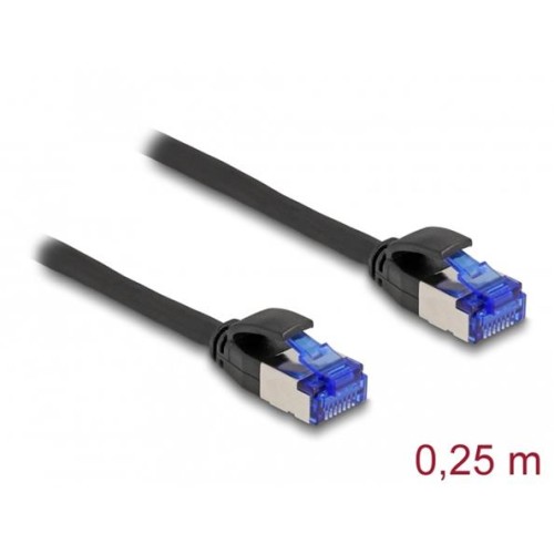 Delock Síťový kabel RJ45, Cat.6A, S/FTP, tenký, 0,25 m, černý