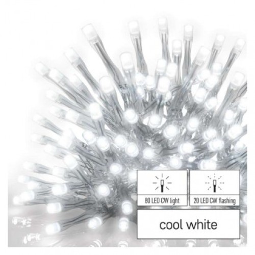 Standard LED spoj. reťaz blikajúca – cencúle, 2,5 m, vonkajšia, studená biela