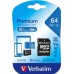 VERBATIM MicroSDXC karta 64GB Premium, U1 + adaptér