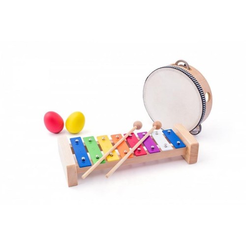 Hračka Woody Muzikálny set (xylofón, tamburína/bubienok, triangel, 2 maracas vajíčka)