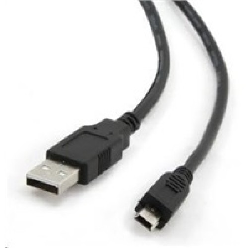 Kábel USB GEMBIRD 2.0 Prepojenie A-Mini B (5pin), pozlátené kontakty, 1,8 m, čierne