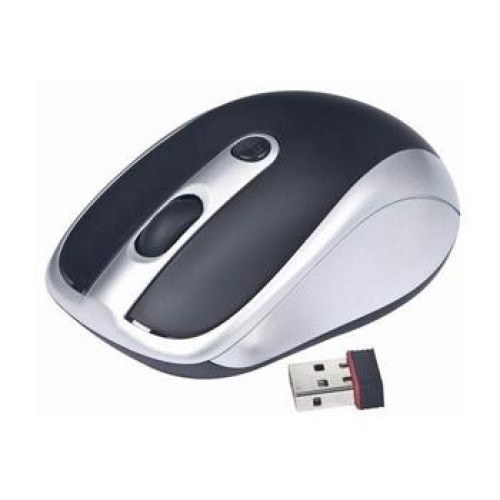 myš GEMBIRD optická bezdrôtová, čierno-strieborná, 1600 DPI, nano USB