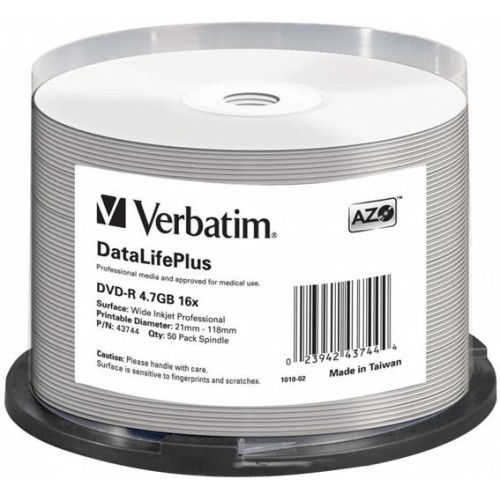 Médium Verbatim DVD-R AZO 4.7GB 16x  DL+ Wide Printable NON-ID 50ks/bal